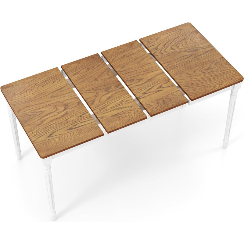 Charlton Home Extendable Dining Table For 4 8 People Large Folding Kitchen Table With Rubber Wood Legs 220 Lbs Capacity Rectangular Dinette Table For Dining Room Living Room Small Space Dinner Table W...
